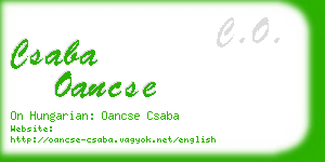 csaba oancse business card